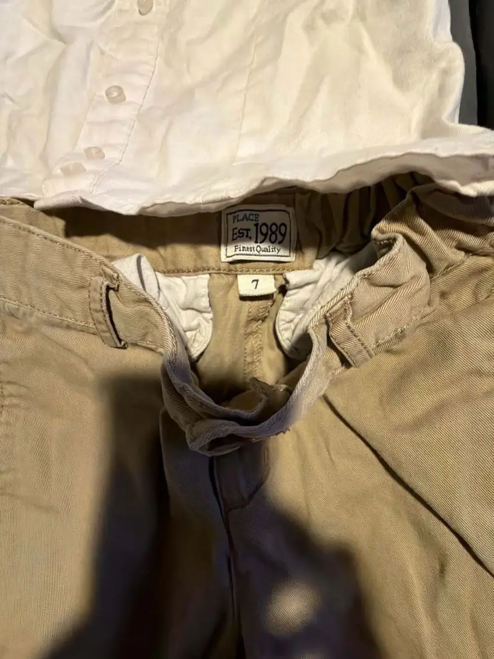 3-Piece Boy's School Uniform Set with Khaki Pants and Button-Down Shirt, Size 7